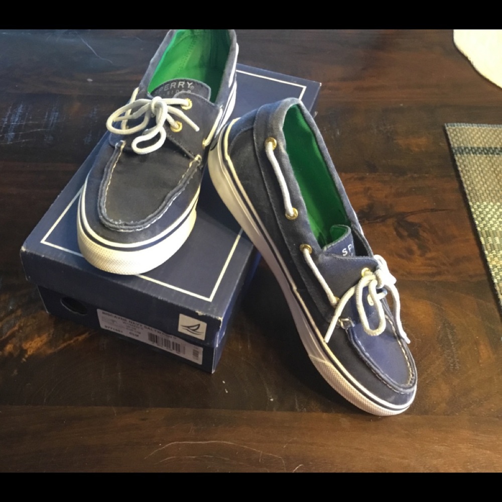 Sperry Navy Saltwash Slip Ons 6.5